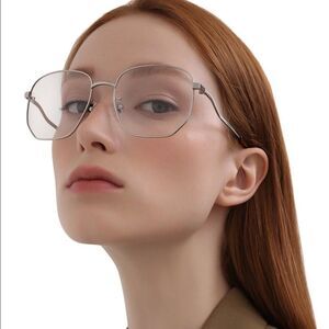 NEW Gucci GG0973O 002 Silver Geometric Metal Women Eyeglasses